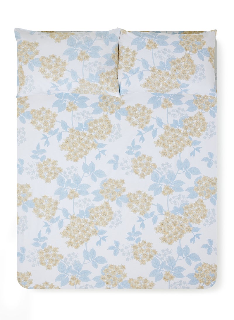 ايست من نون طقم ملاءات سرير ملائمة مقاس مزدوج مصنوع من قطن بيركال بنسبة 100% وخفيف الوزن للاستخدام اليومي 180 خيطًا عالي الجودة مكون من ملاءة سرير واحدة و2 غطاء وسادة بتصميم مطبوع باللون الأزرق الفاتح - Image 1