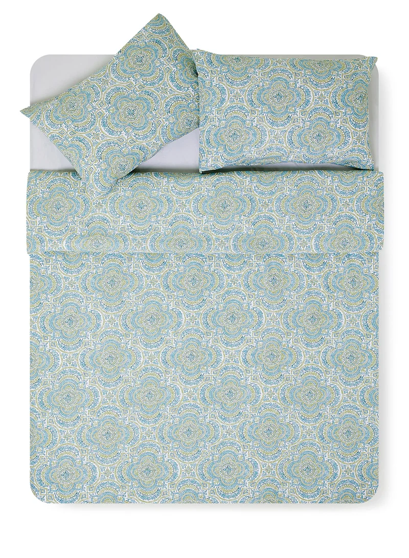 Noon East Duvet Cover Set - With 1 Duvet Cover 200X200 Cm And 2 Pillow Cover 50X75 Cm - For Queen Size Mattress - 100% Cotton Morgan Percale - 180 Thread Count Green