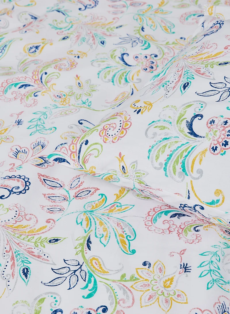 ايست من نون 3 Pieces Duvet Cover Set- With 1 Duvet Cover 160X200 Cm And 2 Pillow Cover 50X75 Cm - For Double Size Mattress - Multi 100% Cotton 180 Thread Count Multicolour 160x200cm