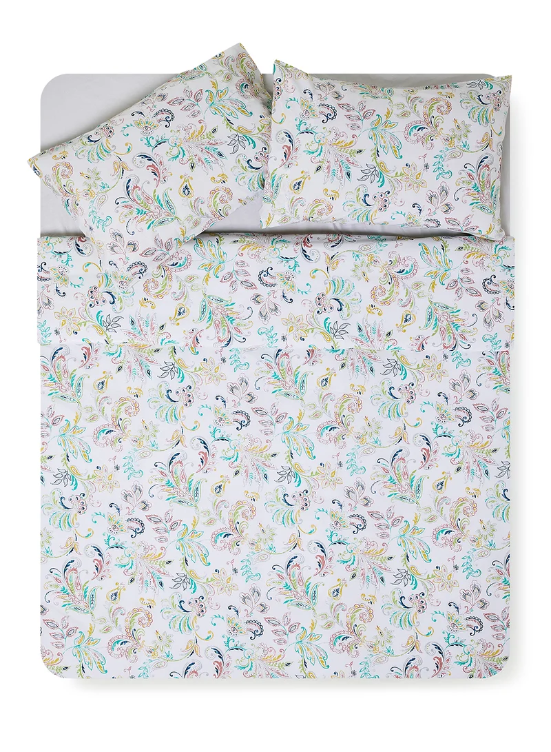 ايست من نون 3 Pieces Duvet Cover Set- With 1 Duvet Cover 160X200 Cm And 2 Pillow Cover 50X75 Cm - For Double Size Mattress - Multi 100% Cotton 180 Thread Count Multicolour 160x200cm
