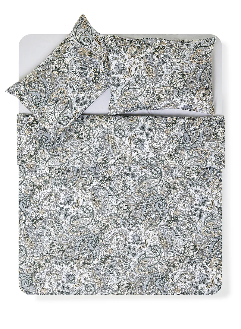Noon East Duvet Cover Set - With 1 Duvet Cover And 2 Pillow Cover 50X75 Cm - For Queen Size Mattress - 100% Cotton 180 Thread Count Grey 200 x 200cm