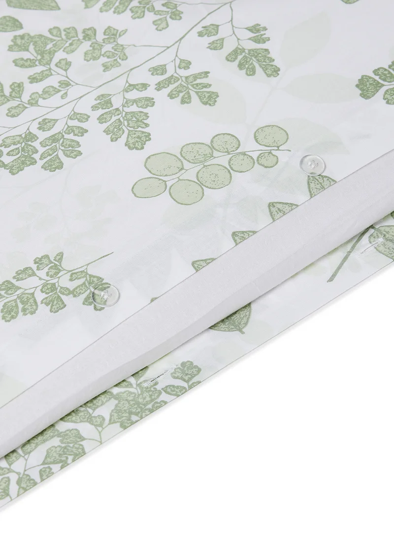 Noon East Duvet Cover Set - With 1 Duvet Cover And 2 Pillow Cover 50X75 Cm - For King/Super King Size Mattress - 100% Cotton 144 Thread Count White/Light Green 260X220cm