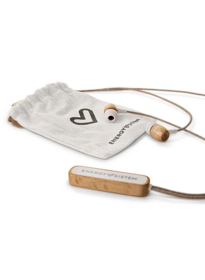 Energy Sistem - Energy Sistem Earphones Eco Bluetooth Beech Wood Headphones (In-Ear, Sustainable Wood, Hemp Cable, Microphone, USB Type C, Bluetooth 5.1)- Beech Wood - Image 1