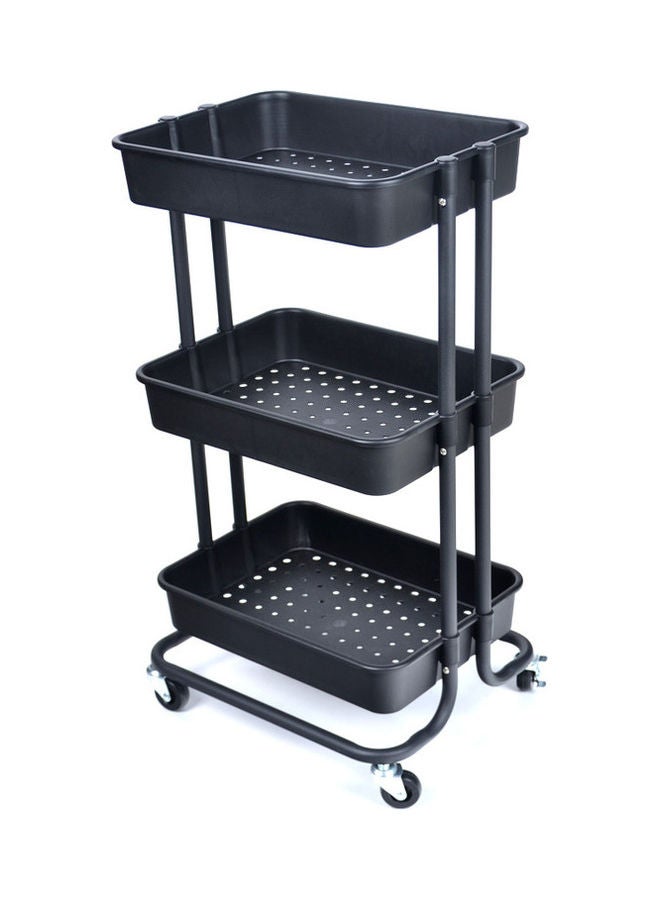 hoffmayer 3-Tier Multipurpose Rolling Storage Cart Black 43x36x76cm - Image 1