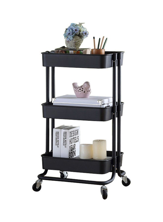 hoffmayer 3-Tier Multipurpose Rolling Storage Cart Black 43x36x76cm - Image 2