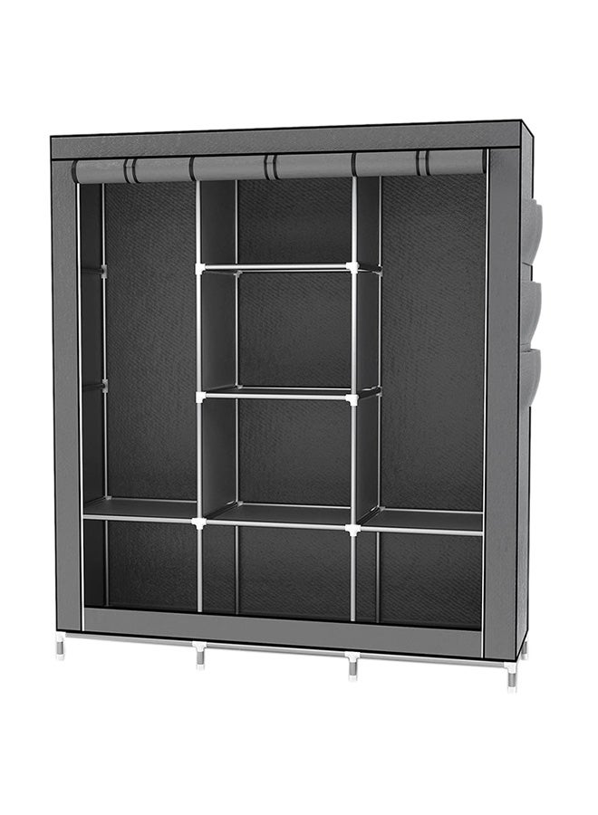Roman Gifts Portable Fabric Canvas Wardrobe With Storage Cupboard Organiser Grey  - Image 1