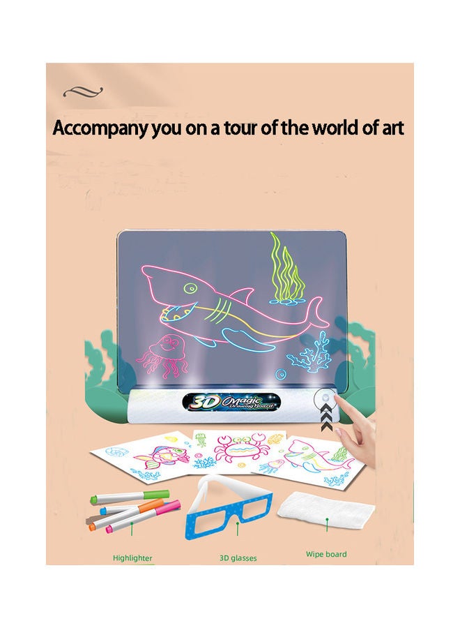 Arabest - Kids 3D Drawing Board with Light Up Glow Draw Sketch Pad for Art Write Learning Educational Toys 24.5 x 19cm - Image 1