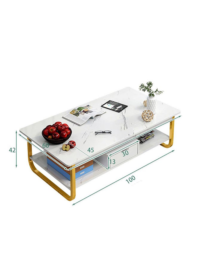 JANTENS - Coffee Table Double Deck With Lockers White 120 x 60 x 42cm - Image 1