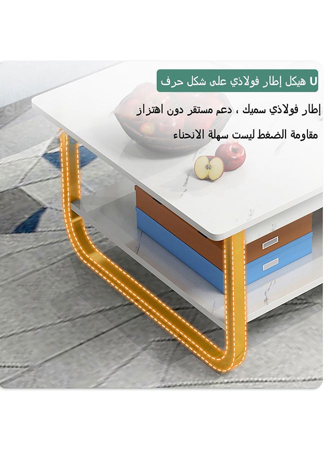 JANTENS - Coffee Table Double Deck With Lockers White 120 x 60 x 42cm - Image 1