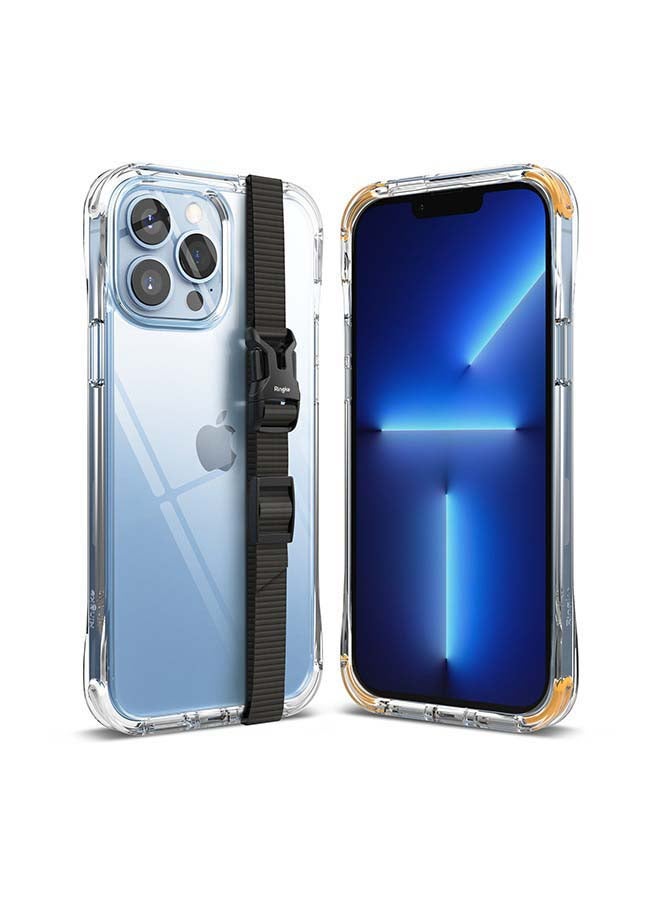 Ringke Fusion Plus Series with Buckle Strap iPhone 13 Pro Max Case Anti-Fingerprint Impact Absorption Cover - Clear & Yellow - Image 1