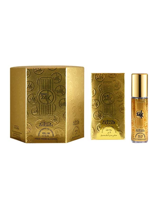 Pack of 6 Gold 24K Perfume Oil Roll 36ml