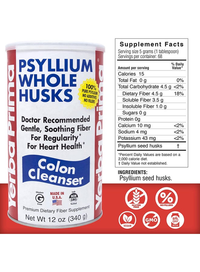 Yerba Prima - Psyllium Whole Husks, Colon Cleanser, 12 oz - Image 1