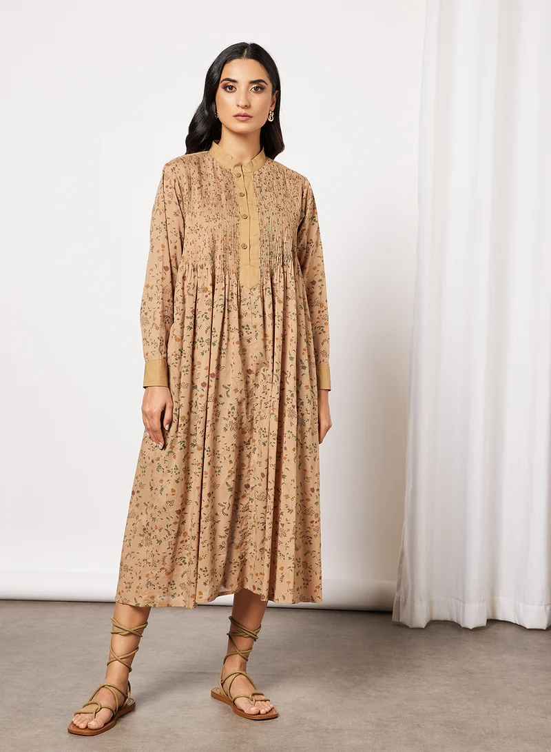 CORD Floral Dress Beige