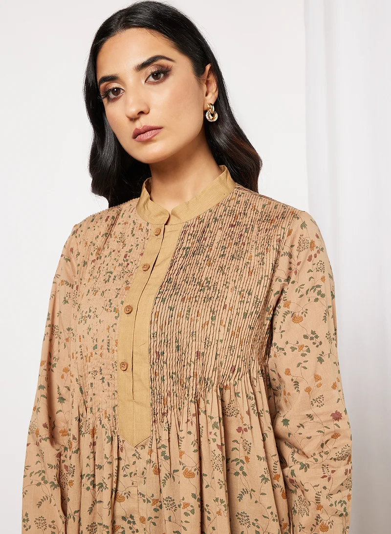 CORD Floral Dress Beige