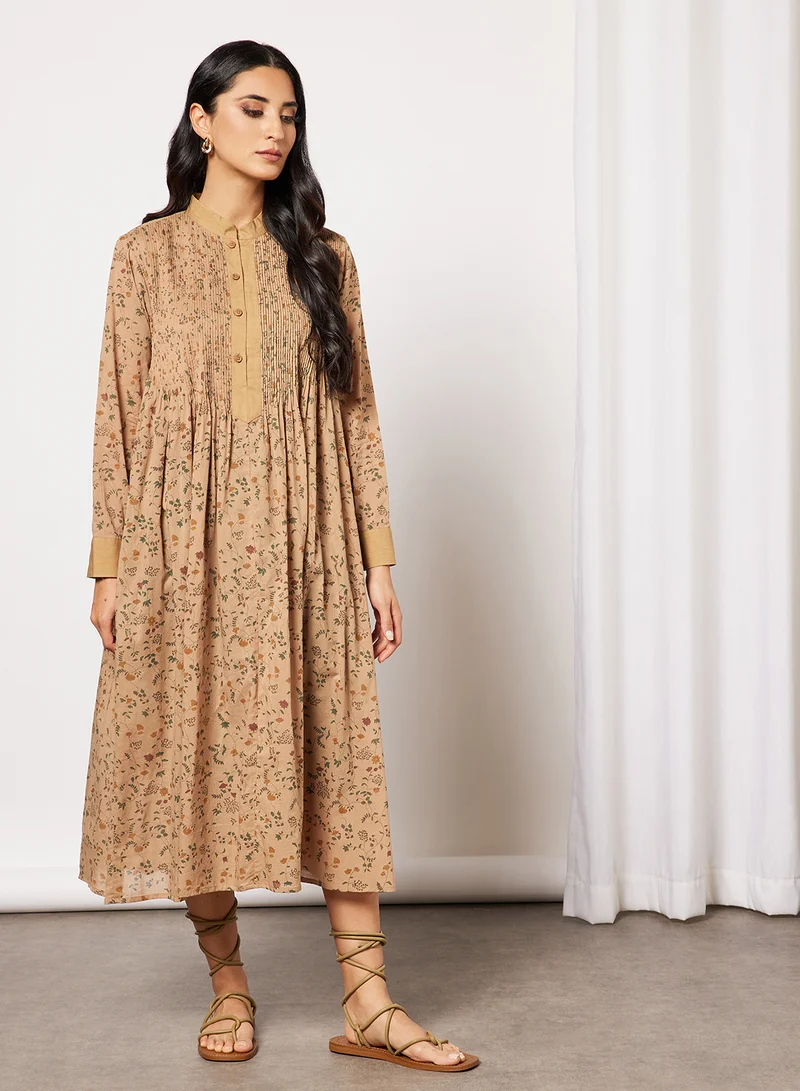 CORD Floral Dress Beige