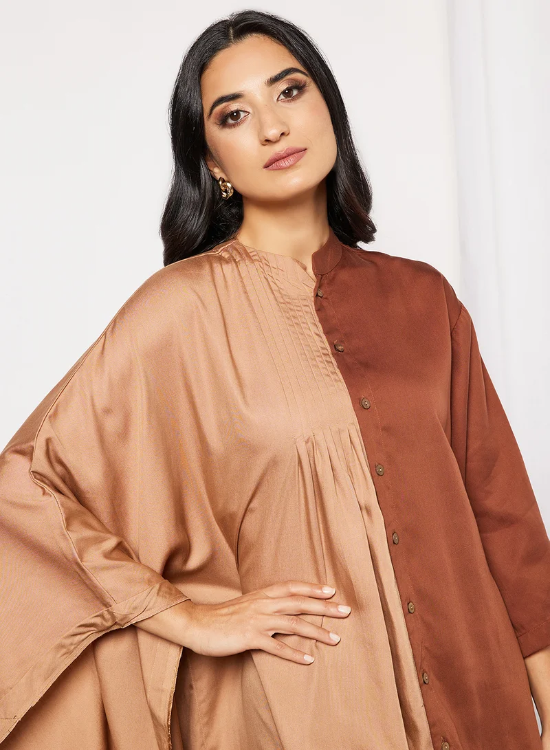 CORD Asymmetric Hem Tunic Brown