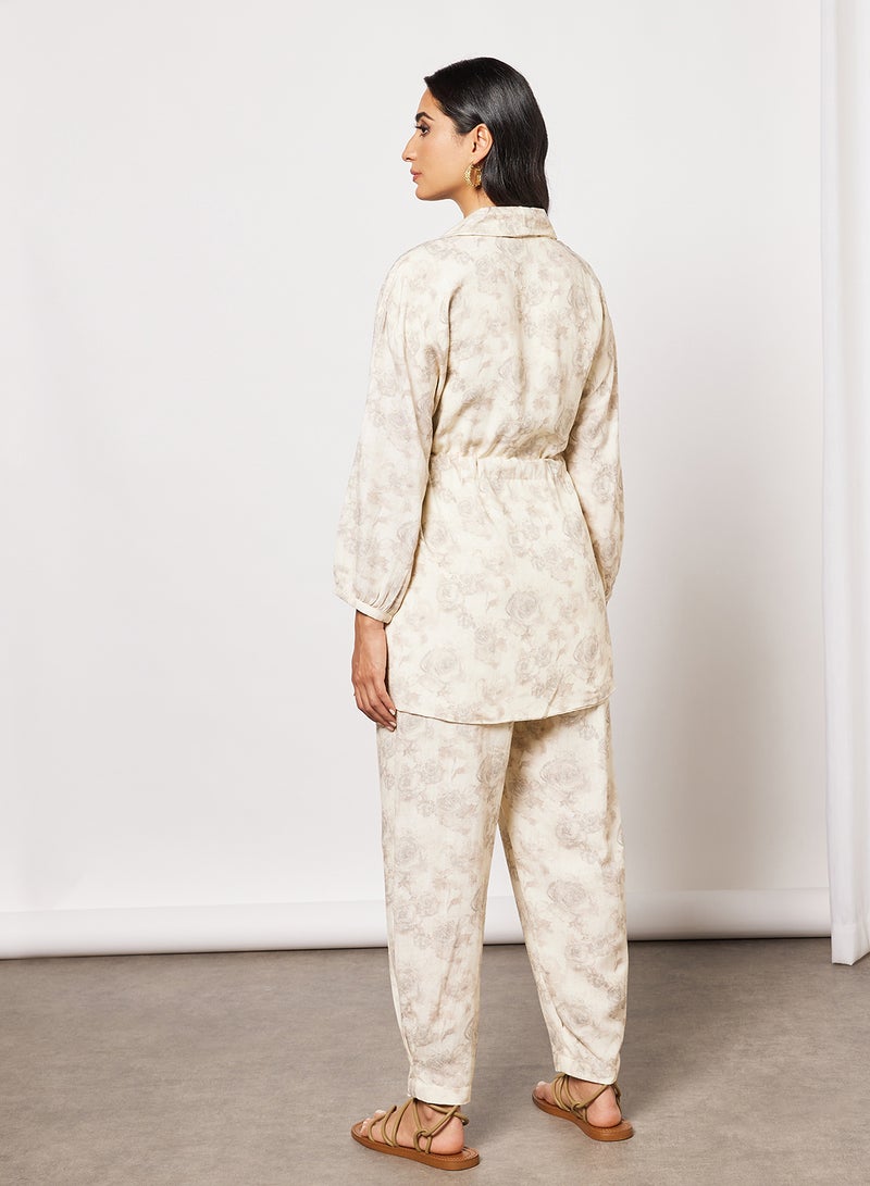 CORD All-Over Print Top and Pants Set Off-White - Image 2