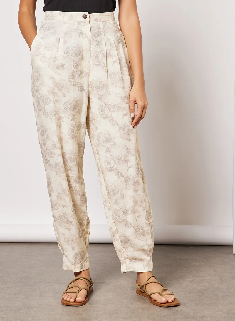 CORD All-Over Print Top and Pants Set Off-White
