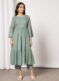 Embellished Kurta and Pants Set (Set of 3) Pale Blue