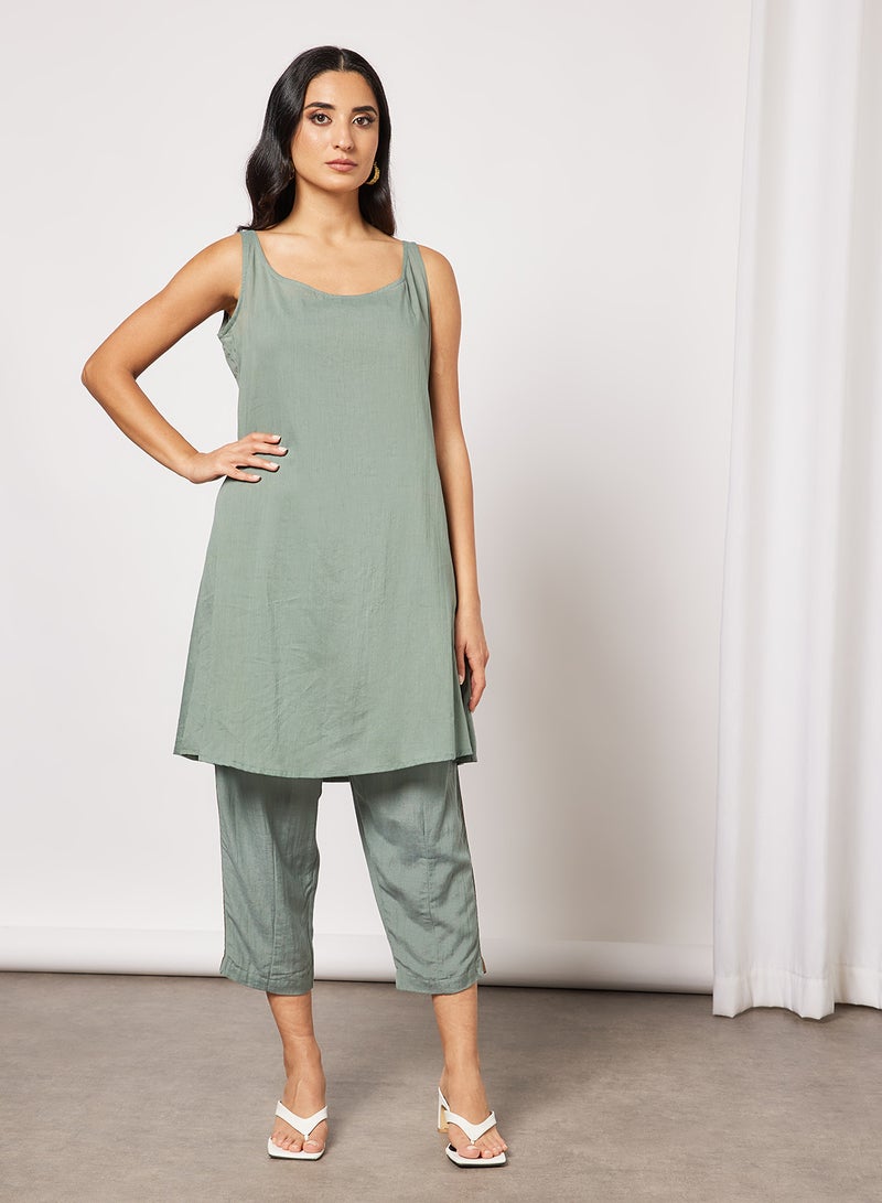 CORD - Embellished Kurta and Pants Set (Set of 3) Pale Blue - Image 1
