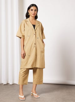 CORD Embroidered Top and Pants Set Beige  - Image 1