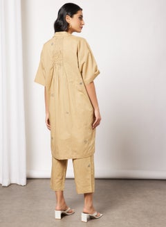 CORD Embroidered Top and Pants Set Beige  - Image 2