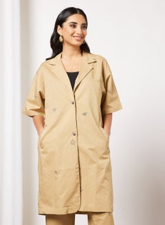 CORD Embroidered Top and Pants Set Beige  - Image 3