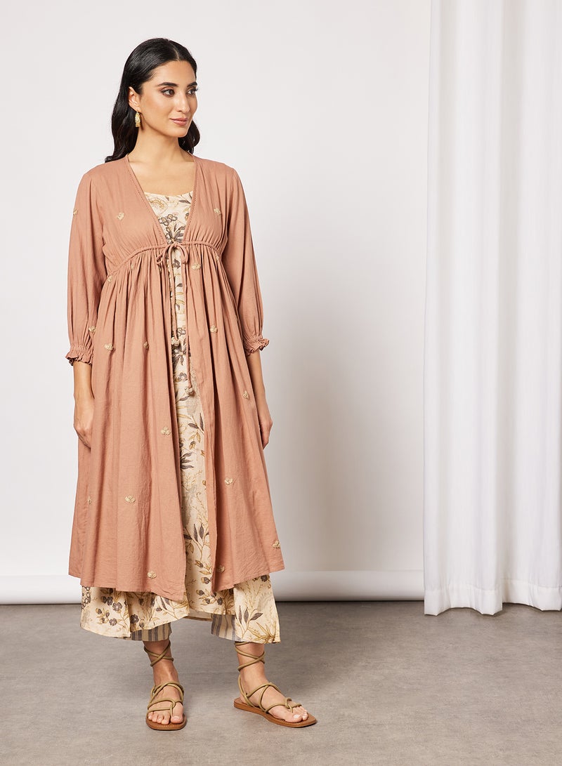 CORD Embroidered Kurta and Pants Set (Set of 3) Blush - Image 1