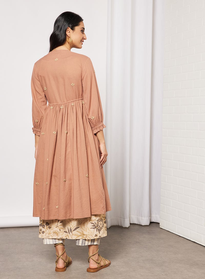 CORD Embroidered Kurta and Pants Set (Set of 3) Blush - Image 2