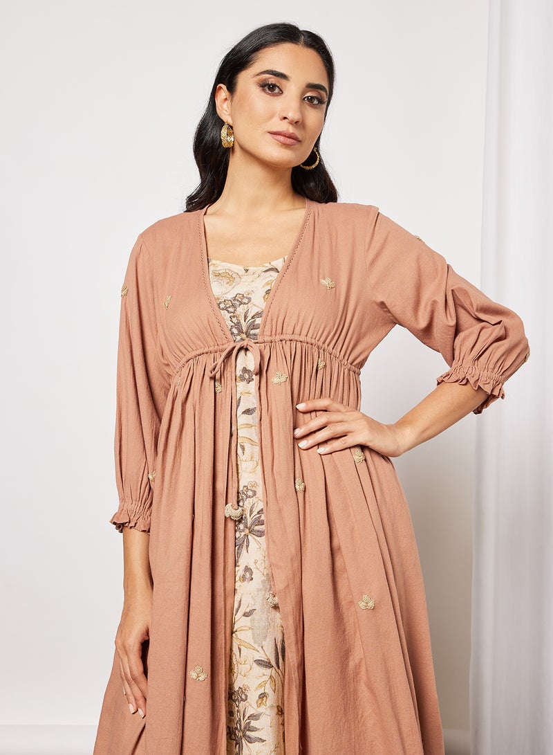 CORD Embroidered Kurta and Pants Set (Set of 3) Blush - Image 5