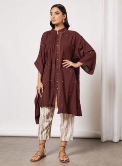 CORD Embroidered Kurta and Pants Set (Set of 3) Maroon  - Image 1