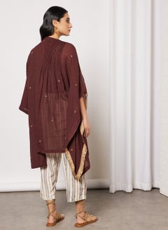 CORD Embroidered Kurta and Pants Set (Set of 3) Maroon  - Image 2
