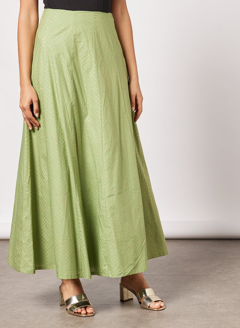 AKS - Foil Print Lehenga Set Green - Image 1