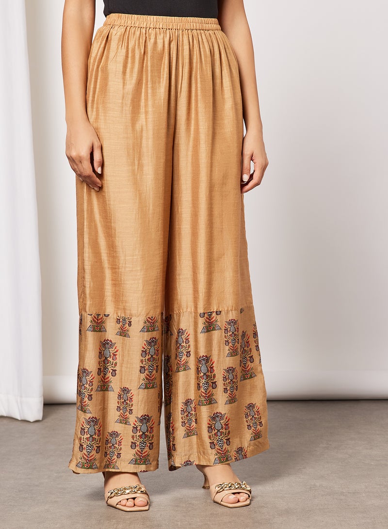 masaba - Printed Angrakha Kurta and Palazzo Set Beige - Image 1