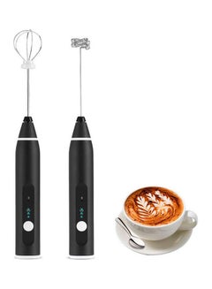 Generic Electric Milk Frother CouHaP 2 in 1 Stainless Steel Whisk EggBeater & Coffee Frother with 3-Speed and USB Rechargeable for Coffee Latte CappuccinoHot ChocolateEggCream Milk FrotherKitchen Black  - Image 1