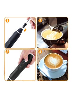 Generic Electric Milk Frother CouHaP 2 in 1 Stainless Steel Whisk EggBeater & Coffee Frother with 3-Speed and USB Rechargeable for Coffee Latte CappuccinoHot ChocolateEggCream Milk FrotherKitchen Black  - Image 2