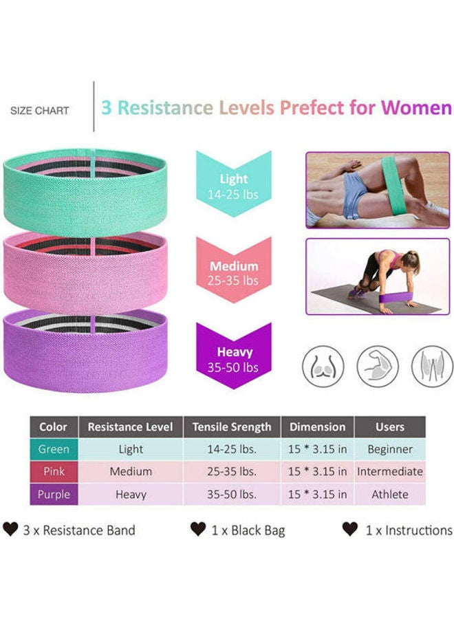 Generic Sport Resistance Bands For Legs And Butt Workout Loops Exercise Booty Hip Anti Slip Elastic Bands - 3 Set  - Image 2