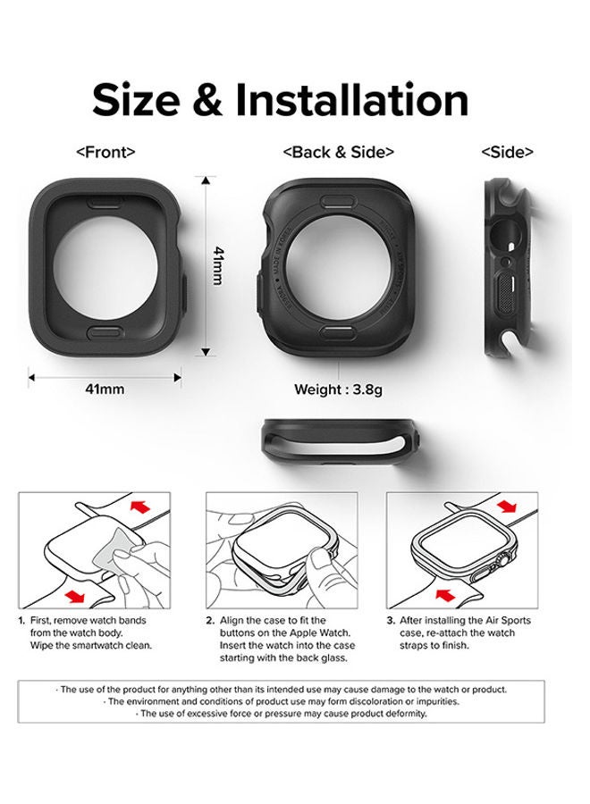 Ringke Air Sports Compaitable With Apple Watch 7/SE/7/ 6/5/4 (41mm) Case, Rugged TPU Raised Bezel Protective Button Cover Dark Grey - Image 5