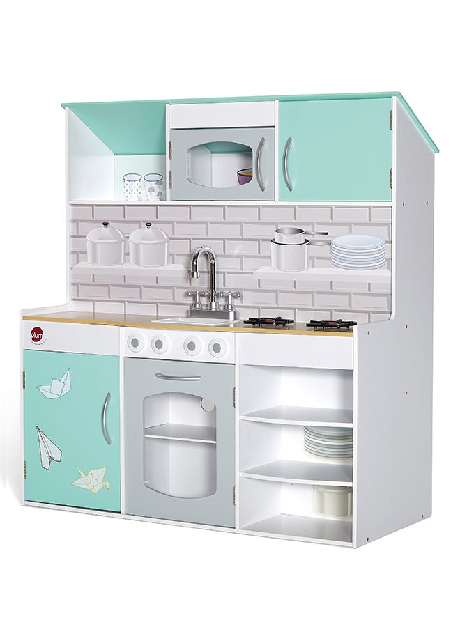 بلوم 2 في 1 مطبخ خشبي ودمى تاون هاوس بالنعناع 92x98x40 سم 92x98x40سم - Image 2