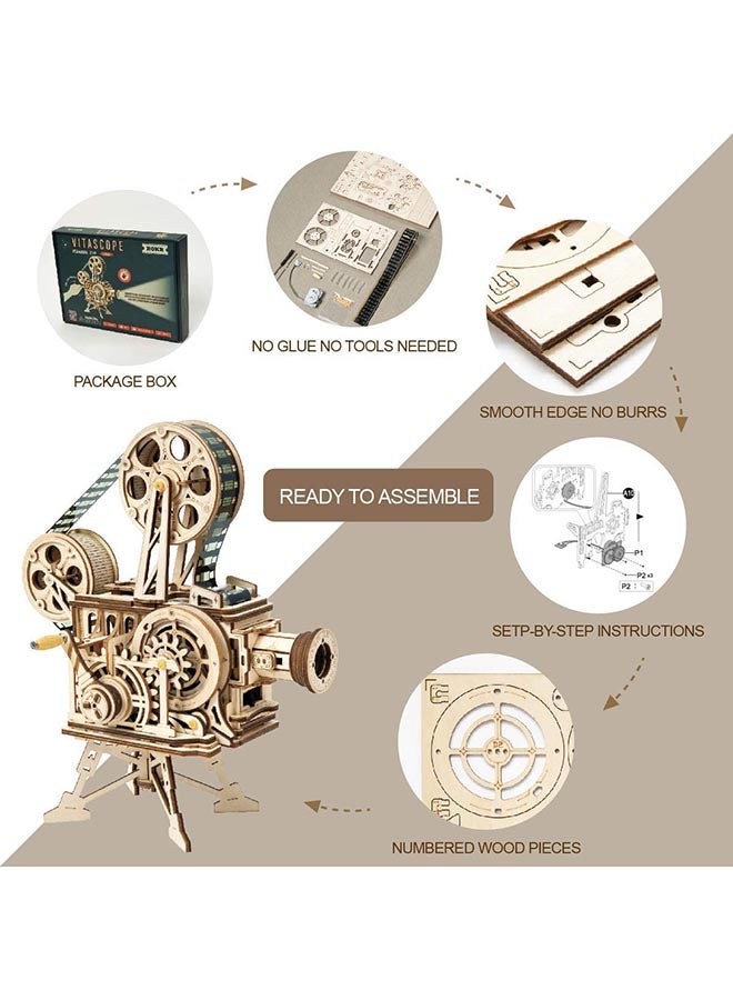 ROKR - 3D Wooden Puzzle Diy Model Building Kit - Vitascope Mechanical Craft Kit 2.2 X12.6 X9.3inch - Image 1