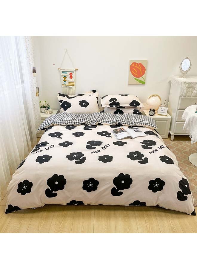 Sharpdo 4-Piece Quilt Cover Set Polyester Black/White 180x220cm  - Image 1