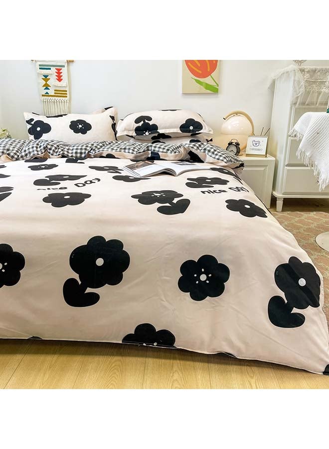 Sharpdo 4-Piece Quilt Cover Set Polyester Black/White 180x220cm  - Image 5