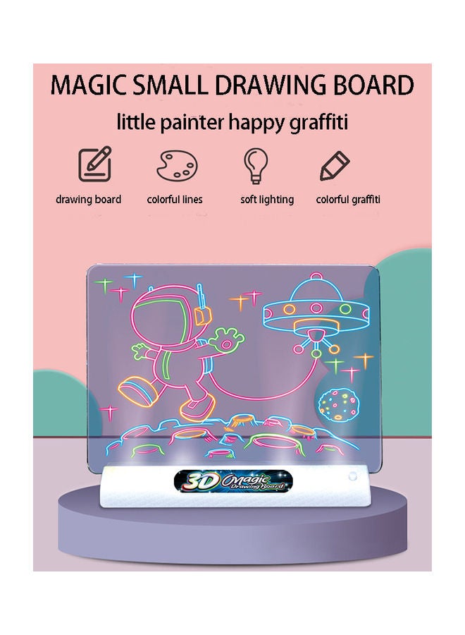 YelaJoy - Kids 3D Drawing Board with Light Up Glow Draw Sketch Pad for Art Write Learning Educational Toys 24.5 x 19cm - Image 1