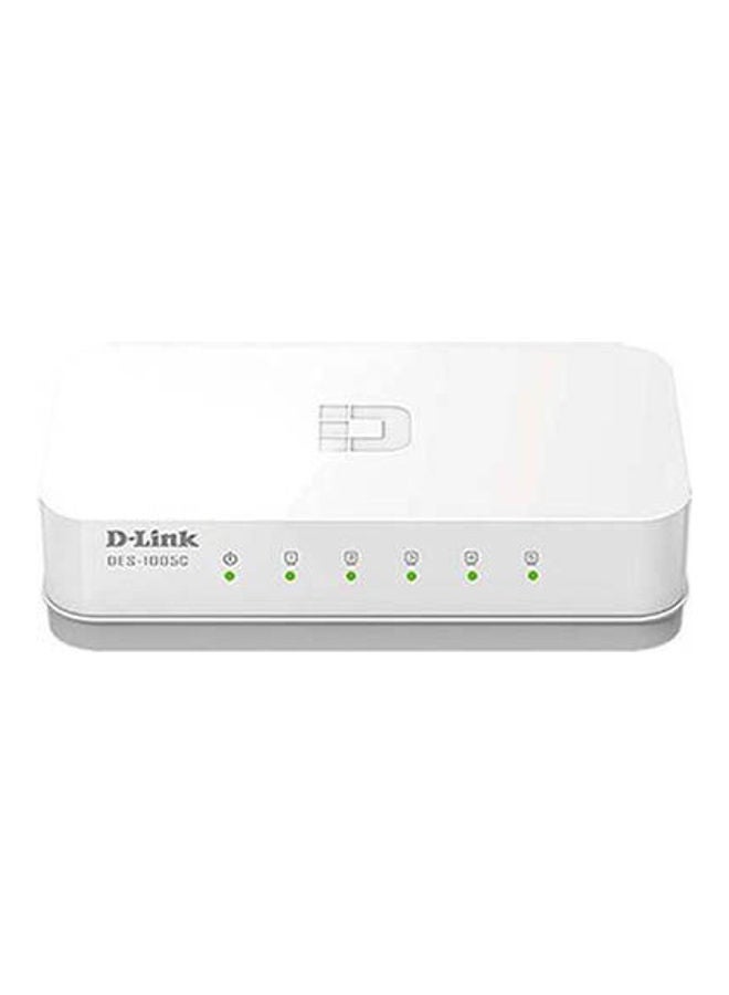 D-Link DES‑1005C 5-Port 10/100 Mbps Unmanaged Desktop Switch, 5 high-speed Fast Ethernet ports, Economical, Plug-and-play Networking Switch, Conserve Energy | DES-1005C White  - Image 1