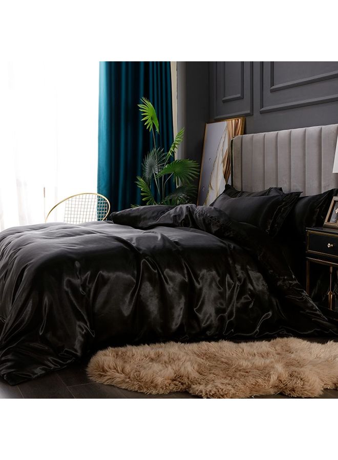 Sharpdo - 4-Piece Duvet Cover Set Polyester Black 220x240cm - Image 1