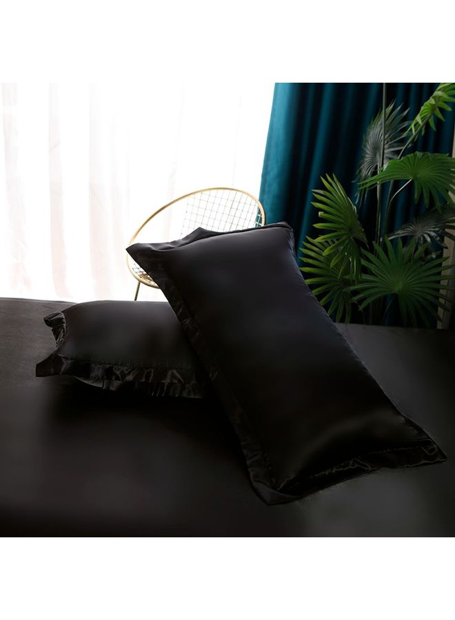 Sharpdo - 4-Piece Duvet Cover Set Polyester Black 220x240cm - Image 1