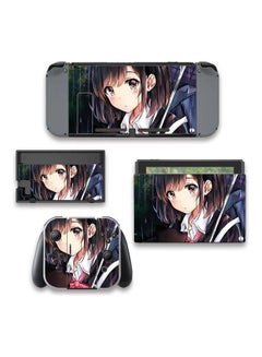 بي بي Printed Nintendo Switch Sticker Cute Anime Girl Drawing With Black Cat And Umbrella  - Image 1