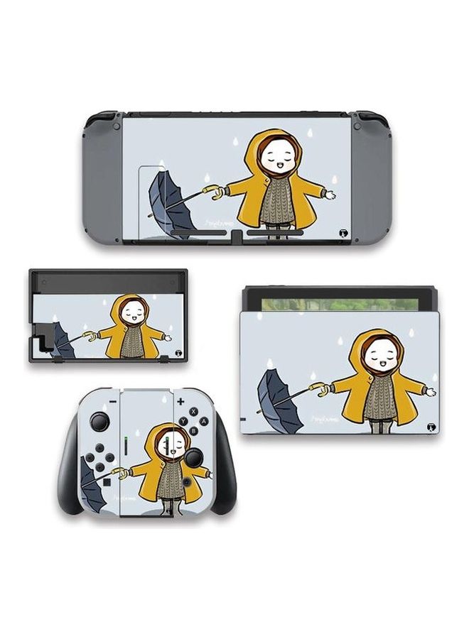 BP Printed Nintendo Switch Sticker Cute Girl Drawing With Umbrella Under The Rain - Image 1