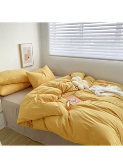 Sharpdo 4-Piece Quilt Cover Set Polyester Yellow 200x230cm  - Image 2