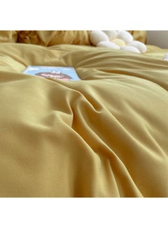 Sharpdo 4-Piece Quilt Cover Set Polyester Yellow 200x230cm  - Image 4